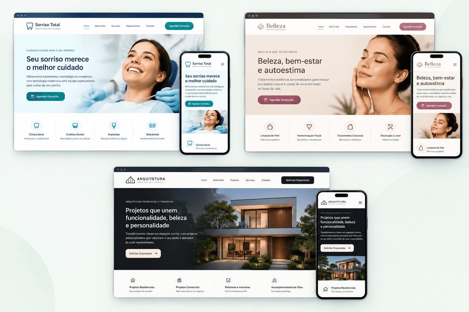 Mockups de Sites e Landing Pages Responsivas
